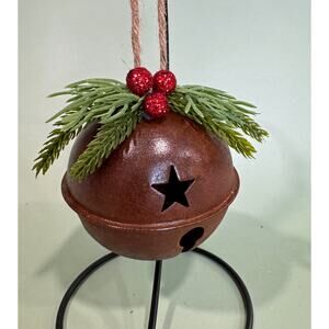 Price Reduced Rustic Rusty Bell Christmas with Greenery and Berries CP17
